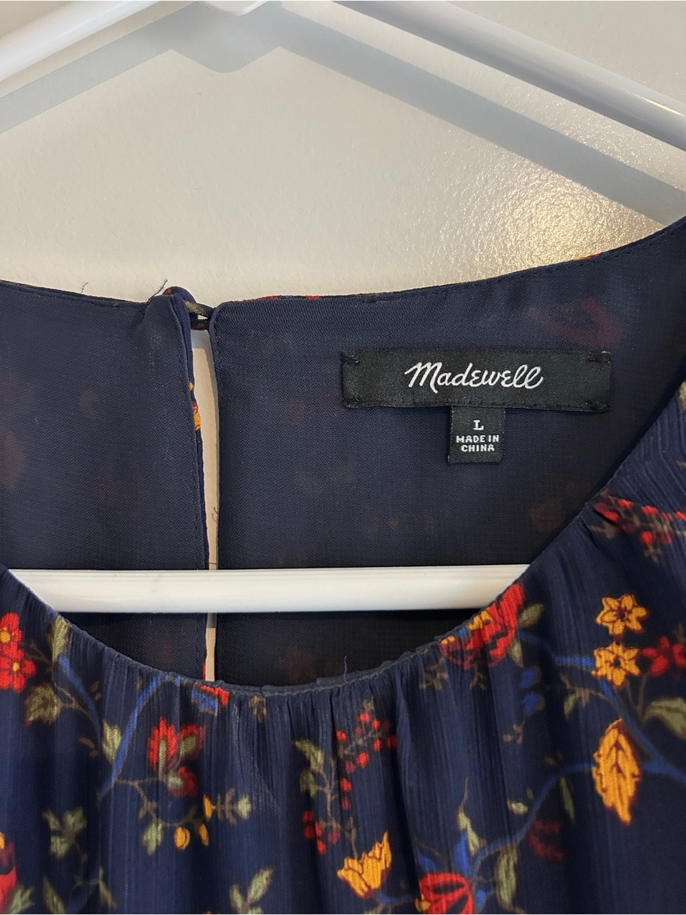 Madewell Navy Floral Tiered Ruffle Blouse - Picture 2 of 4